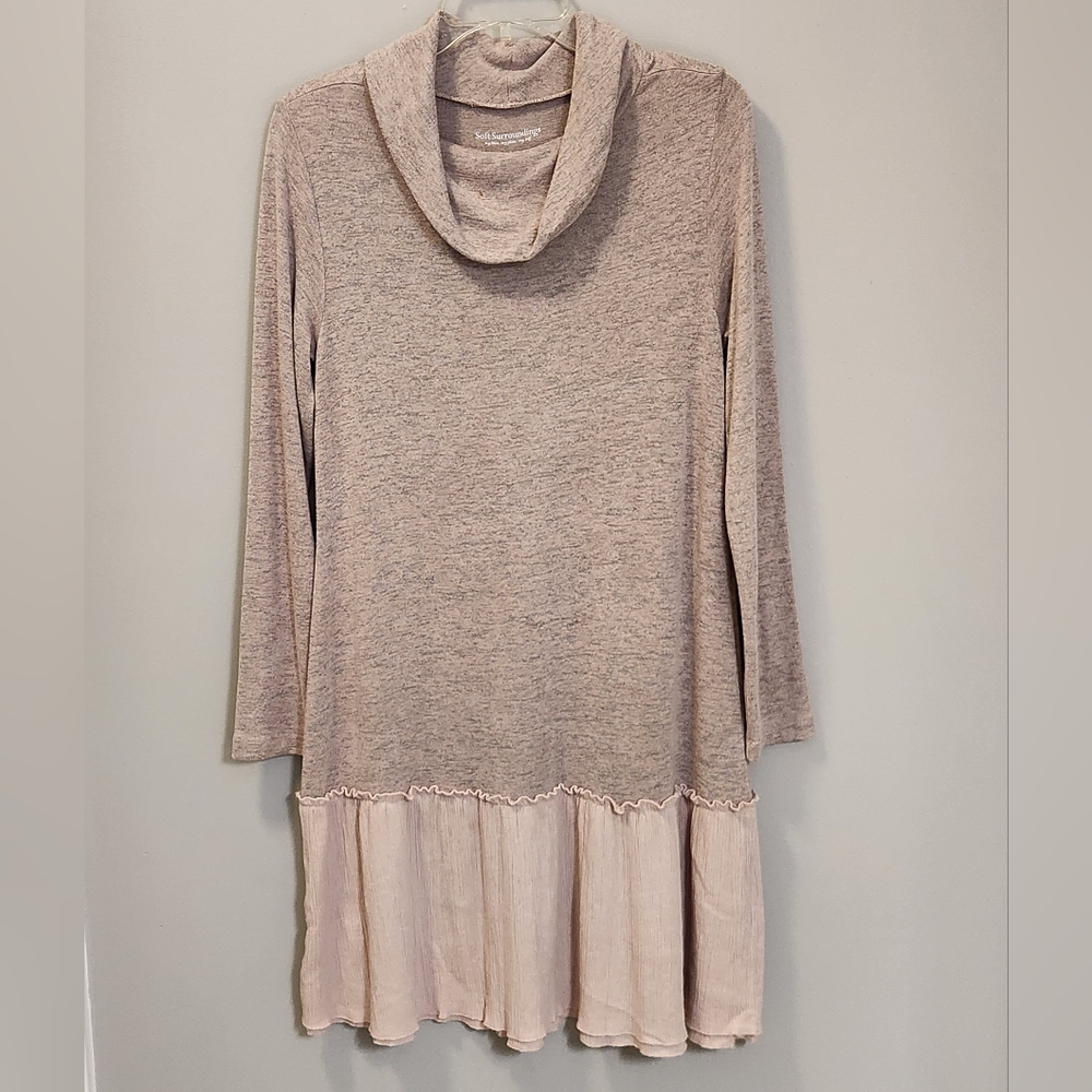 Soft Surroundings Niomi Cowl Neck Tunic Dress Pink Size Petite‎ Small Feminine